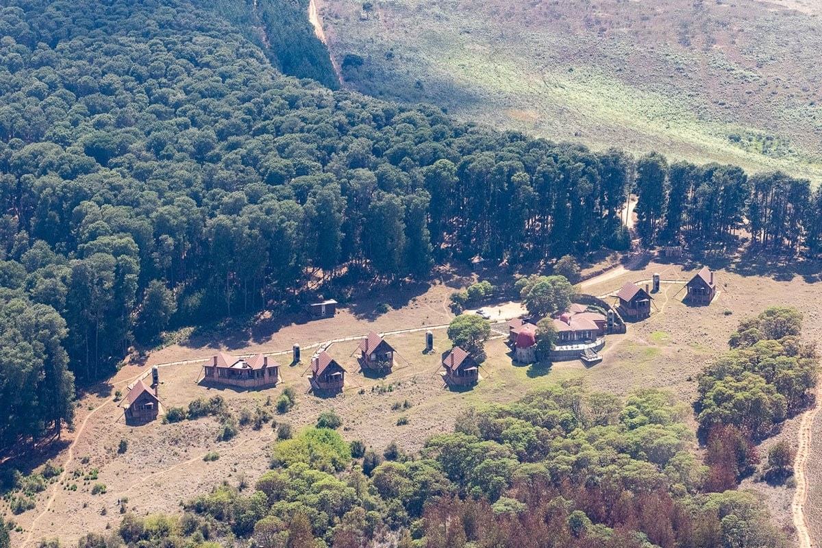 Chelinda Lodge's cabins cluster at the forest edge in Nyika National Park
